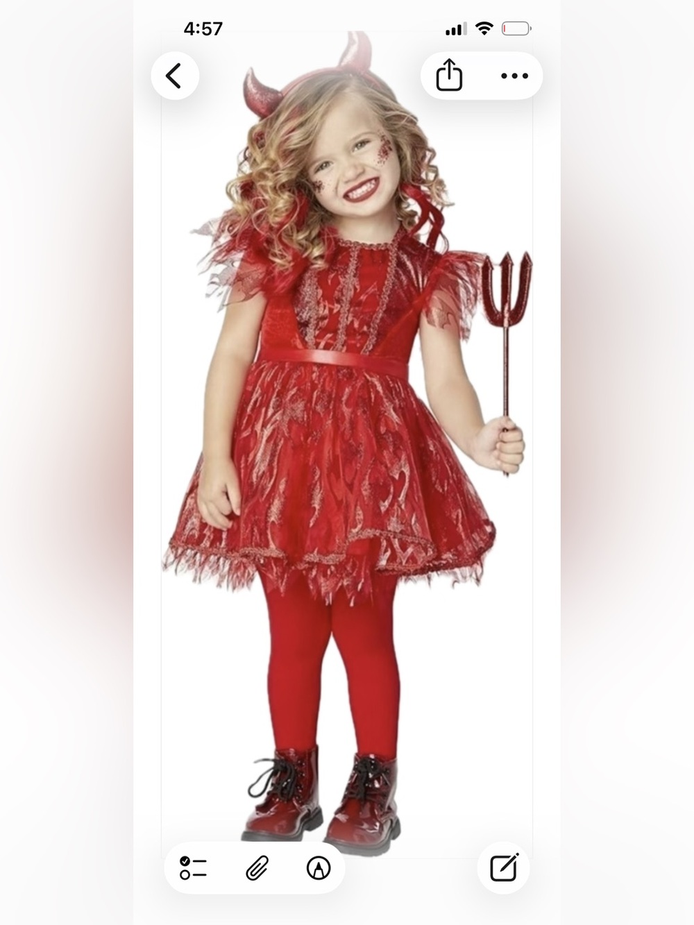“Spirit” - Red Devil Princess Costume Dress with Headband and Pitchfork